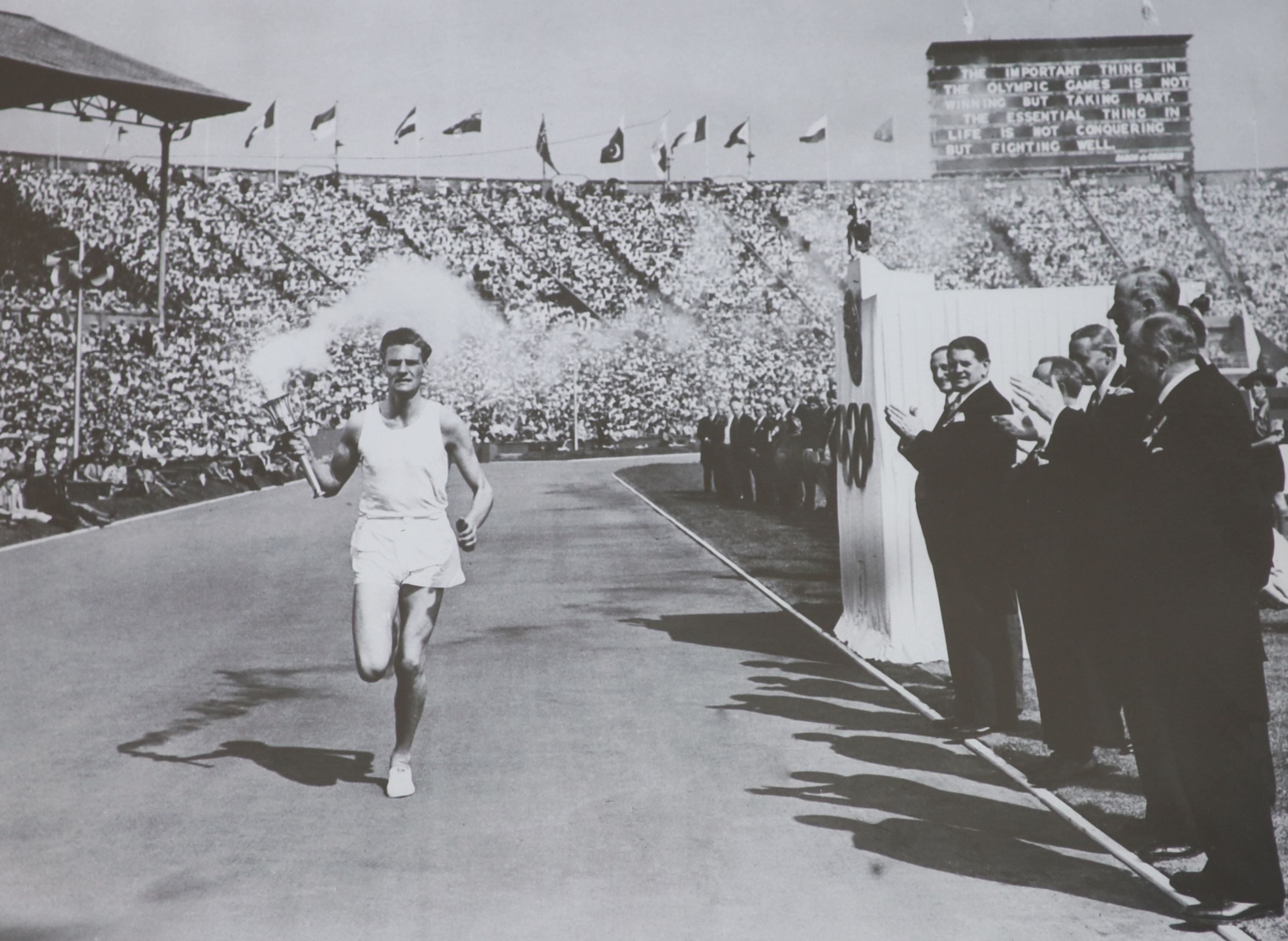 A collection of ten assorted photographs of Olympic athletes, approximately 45 x 57cm